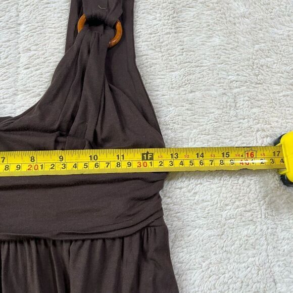 Vintage Y2K Victorias Secret Midi Brown Boho V Neck Chic Dress - Picture 6 of 7